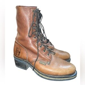 Rhino Brown Leather Lace Up Boots